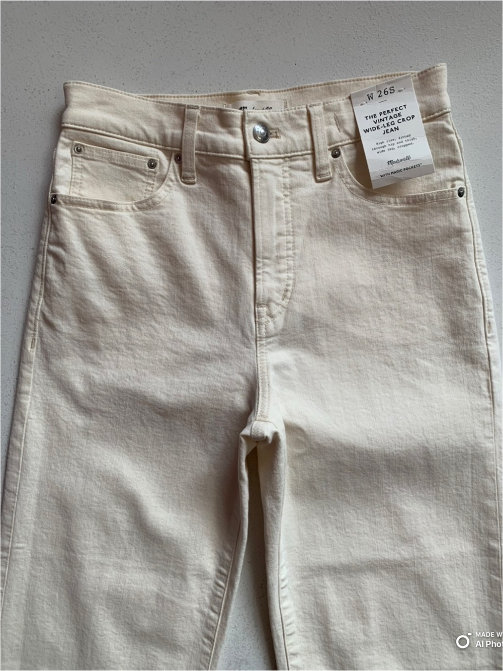 Madewell The SHORT Perfect Vintage Wide-Leg Crop Jean Size 26S NWT Cream Summer - Picture 5 of 17